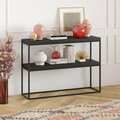 Hudson&Canal 42 in. Edmund Wide Rectangular Console Table in Black Grain AT1349